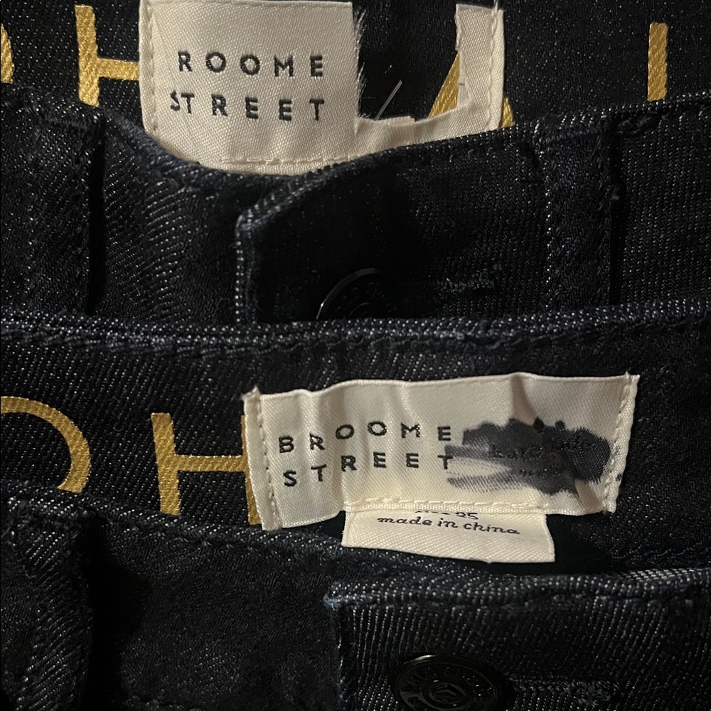 Kate Spade Rose Embroidered dark denim Jeans kick flare Broome Street NWOT - Picture 6 of 6
